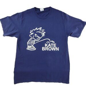 Political Oregon Governor T Shirt Mens M Blue Cotton Calvin Piss On Kate Brown